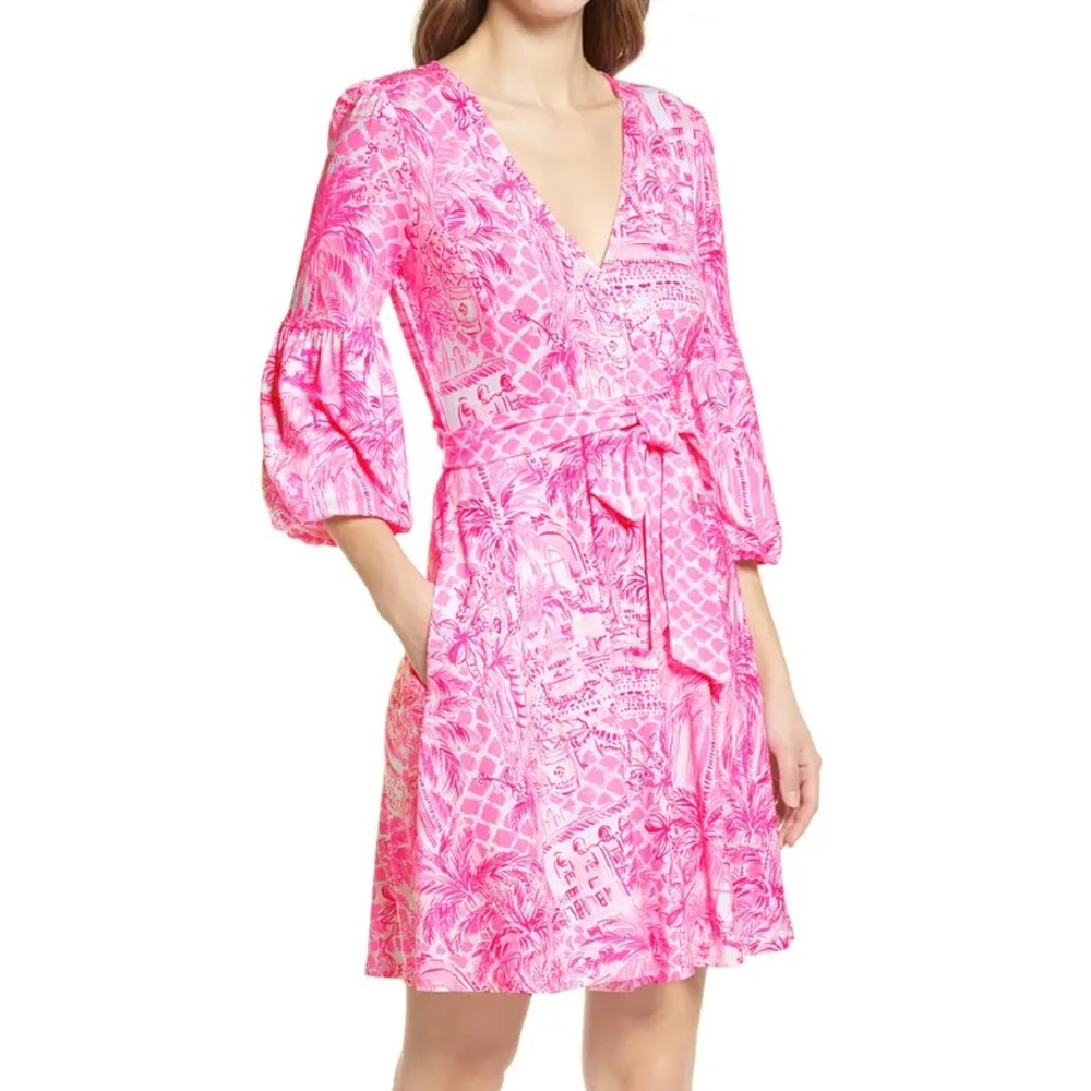 NEW! Lilly Pulitzer Pink Faux Wrap Dress Medium
